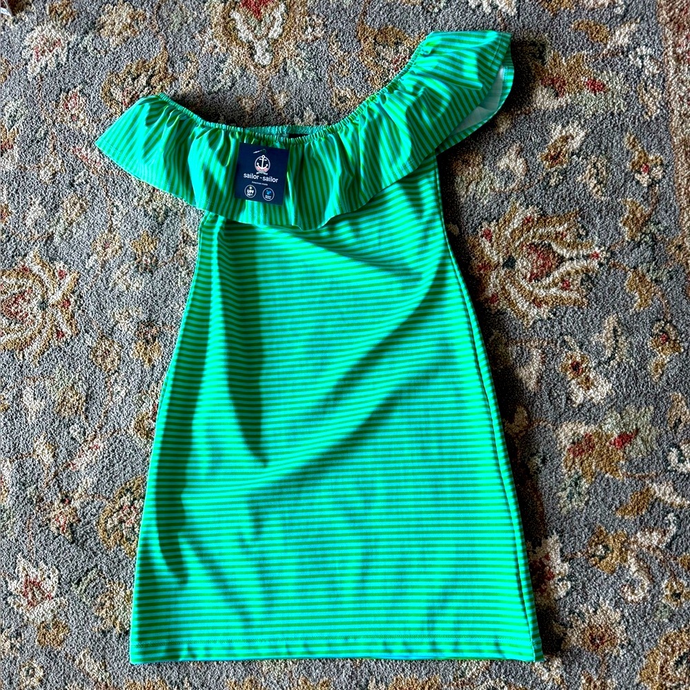 Sailor Sailor Shoreline Dress in Turquoise & Green Stripe